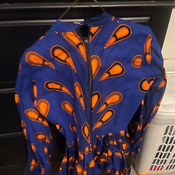 Blue African Bibi Blouse-Size M - Picture 3 of 3